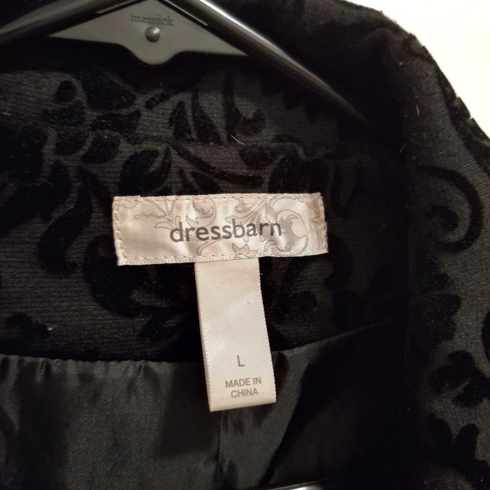 3/$15 Dressbarn Black‎ Velvet Burnout Whimsigoth Old Money Blazer Womens Size L - Picture 2 of 11